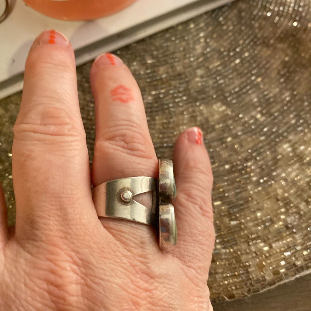 Margaret Thurman Echo The Dreamer Sterling Natural River Jade Rock Ring Signed - Picture 7 of 9